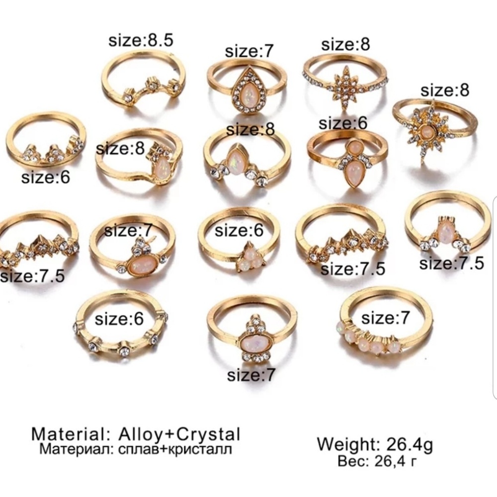☆Fannie☆ Boho set of 15 rings - Picture 2 of 5